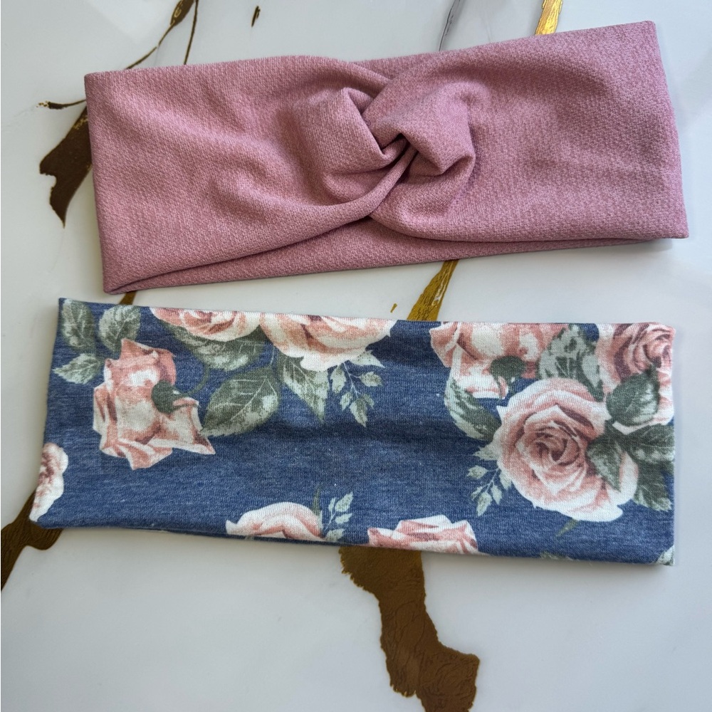 Floral and Pink Twist Headbands
